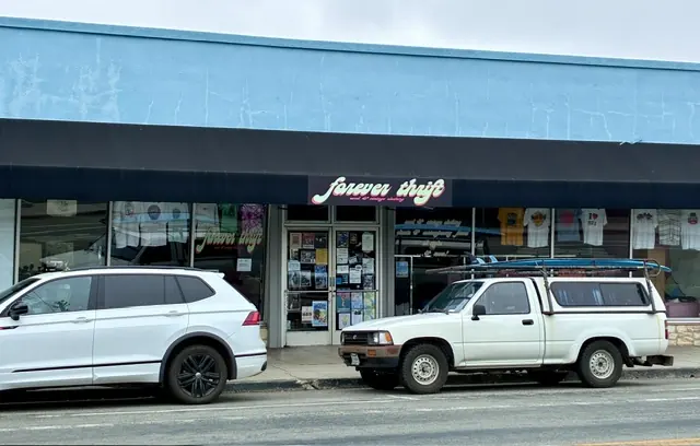 Forever Thrift and vintage clothing storefront at Seabright Plaza